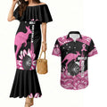 Bowls Australia Breast Cancer Custom Couples Matching Mermaid Dress and Hawaiian Shirt Think Pink Aboriginal Art