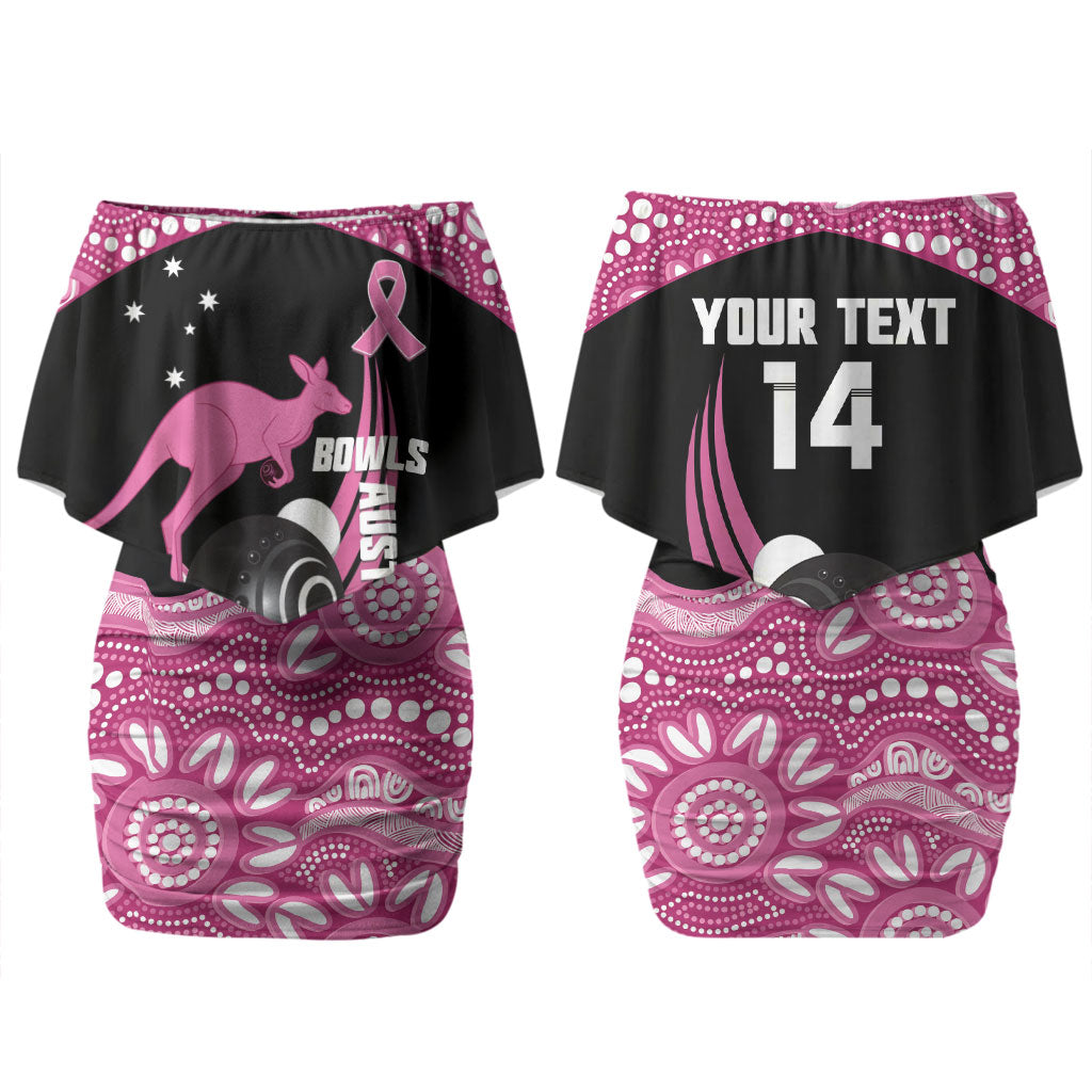 Bowls Australia Breast Cancer Custom Couples Matching Off Shoulder Short Dress and Hawaiian Shirt Think Pink Aboriginal Art