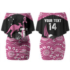 Bowls Australia Breast Cancer Custom Couples Matching Off Shoulder Short Dress and Hawaiian Shirt Think Pink Aboriginal Art