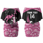 Bowls Australia Breast Cancer Custom Couples Matching Off Shoulder Short Dress and Long Sleeve Button Shirt Think Pink Aboriginal Art