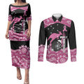 Bowls Australia Breast Cancer Custom Couples Matching Puletasi and Long Sleeve Button Shirt Think Pink Aboriginal Art