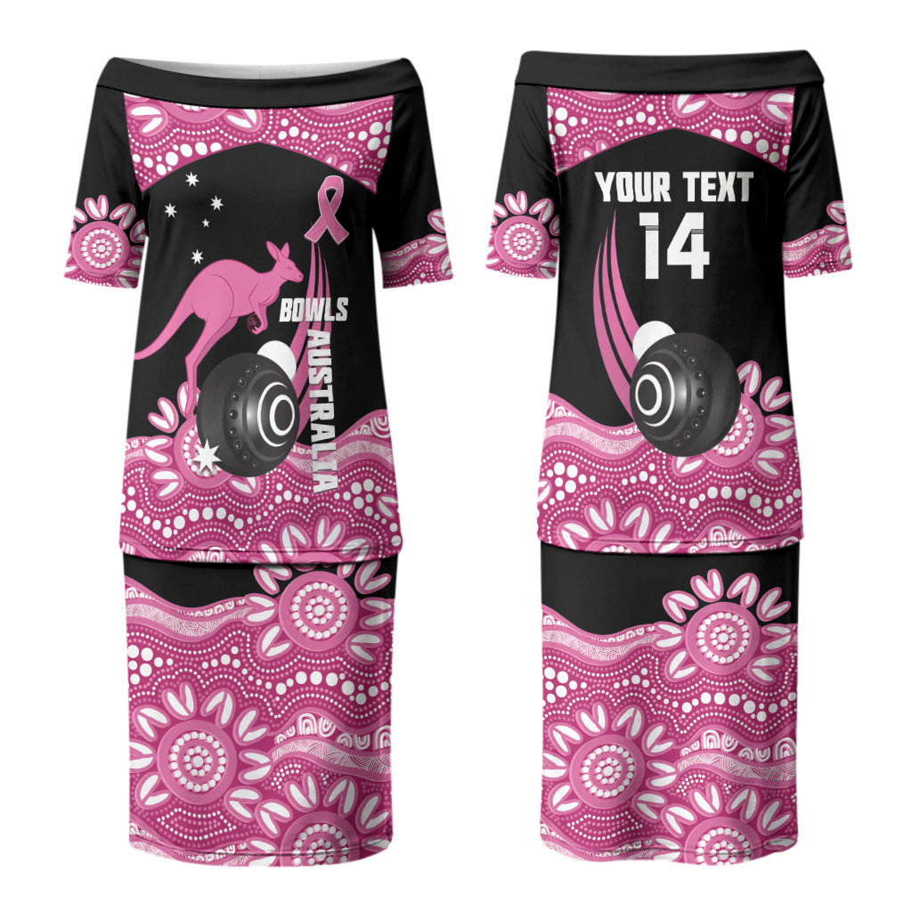 Bowls Australia Breast Cancer Custom Couples Matching Puletasi and Long Sleeve Button Shirt Think Pink Aboriginal Art