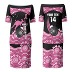 Bowls Australia Breast Cancer Custom Couples Matching Puletasi and Long Sleeve Button Shirt Think Pink Aboriginal Art