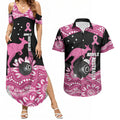 Bowls Australia Breast Cancer Custom Couples Matching Summer Maxi Dress and Hawaiian Shirt Think Pink Aboriginal Art