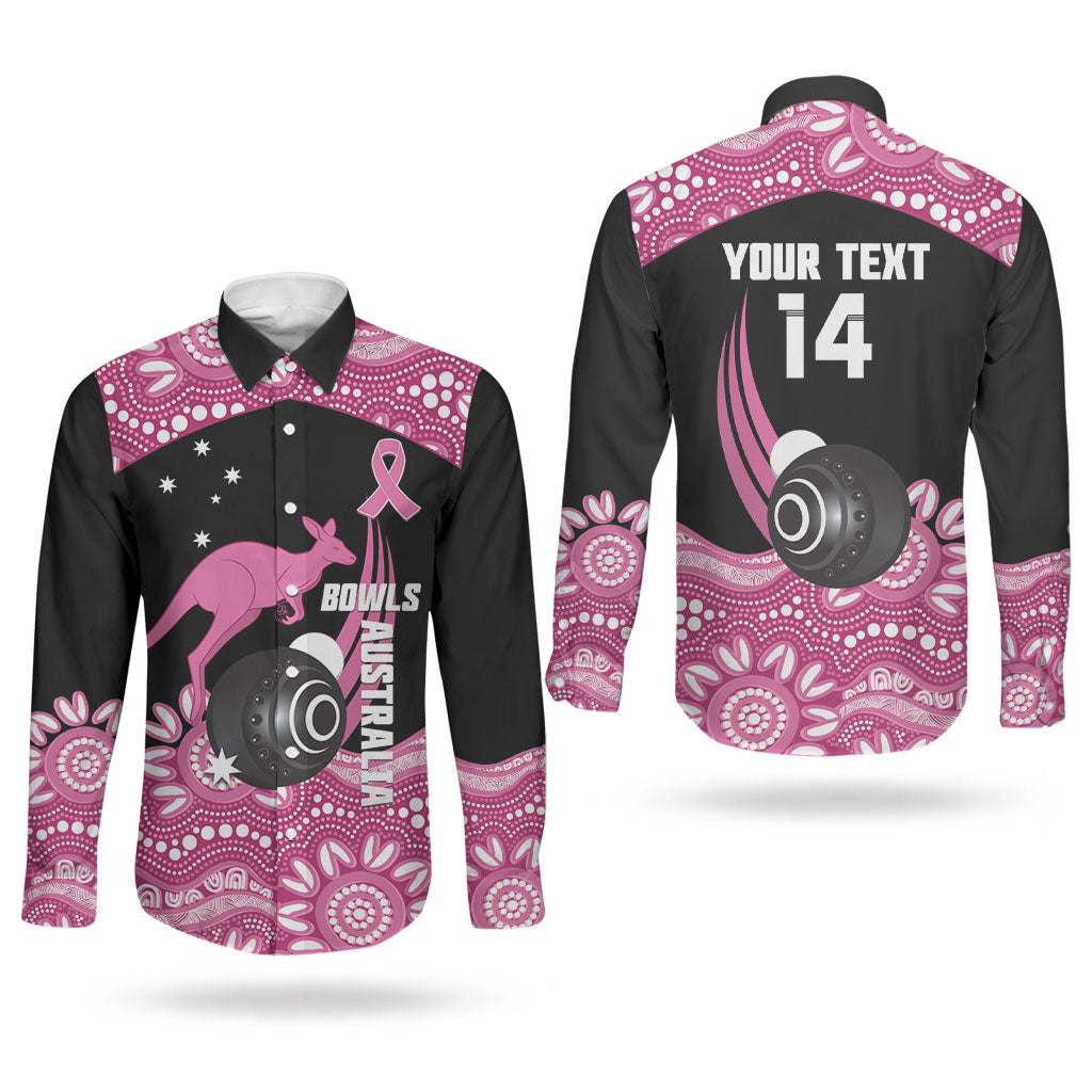 Bowls Australia Breast Cancer Custom Couples Matching Summer Maxi Dress and Long Sleeve Button Shirt Think Pink Aboriginal Art