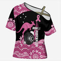 Bowls Australia Breast Cancer Custom Cross Shoulder Shirt Think Pink Aboriginal Art