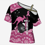 Bowls Australia Breast Cancer Custom Cross Shoulder Shirt Think Pink Aboriginal Art