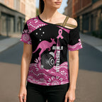 Bowls Australia Breast Cancer Custom Cross Shoulder Shirt Think Pink Aboriginal Art