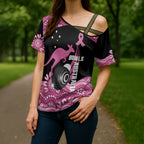 Bowls Australia Breast Cancer Custom Cross Shoulder Shirt Think Pink Aboriginal Art