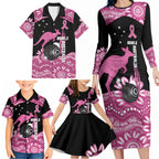 Bowls Australia Breast Cancer Custom Family Matching Long Sleeve Bodycon Dress and Hawaiian Shirt Think Pink Aboriginal Art