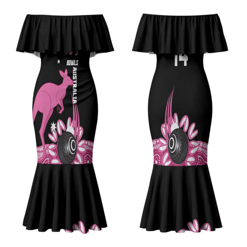Bowls Australia Breast Cancer Custom Family Matching Mermaid Dress and Hawaiian Shirt Think Pink Aboriginal Art