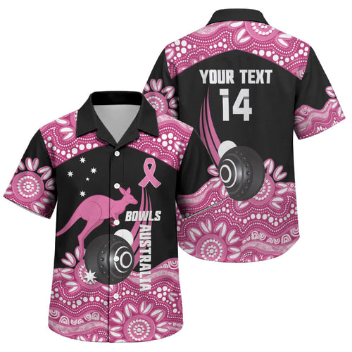 Bowls Australia Breast Cancer Custom Family Matching Off The Shoulder Long Sleeve Dress and Hawaiian Shirt Think Pink Aboriginal Art