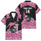 Bowls Australia Breast Cancer Custom Family Matching Off Shoulder Short Dress and Hawaiian Shirt Think Pink Aboriginal Art