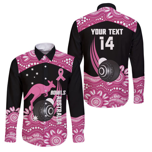 Bowls Australia Breast Cancer Custom Family Matching Short Sleeve Bodycon Dress and Hawaiian Shirt Think Pink Aboriginal Art