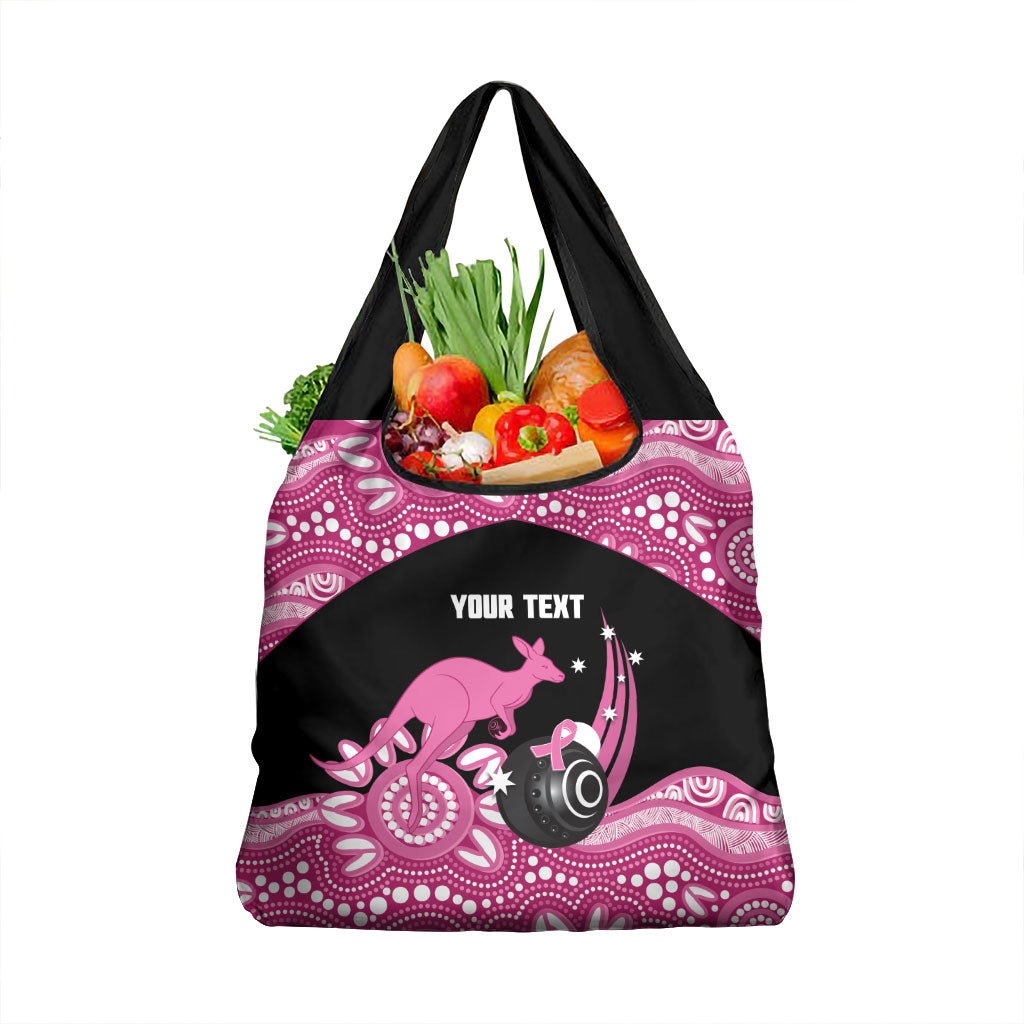 Bowls Australia Breast Cancer Custom Grocery Bag Think Pink Aboriginal Art
