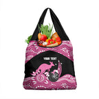 Bowls Australia Breast Cancer Custom Grocery Bag Think Pink Aboriginal Art