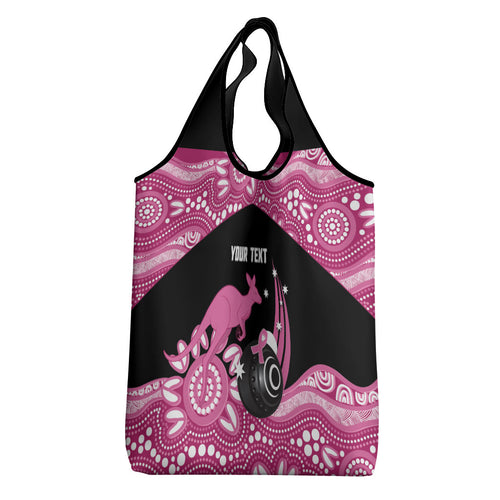 Bowls Australia Breast Cancer Custom Grocery Bag Think Pink Aboriginal Art