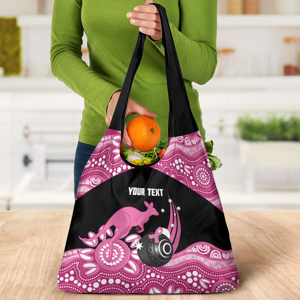 Bowls Australia Breast Cancer Custom Grocery Bag Think Pink Aboriginal Art
