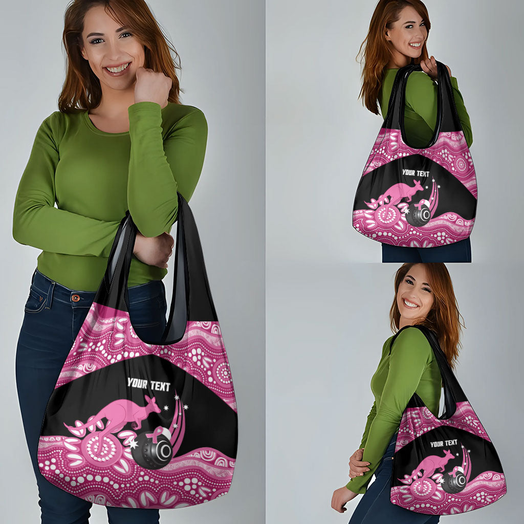 Bowls Australia Breast Cancer Custom Grocery Bag Think Pink Aboriginal Art