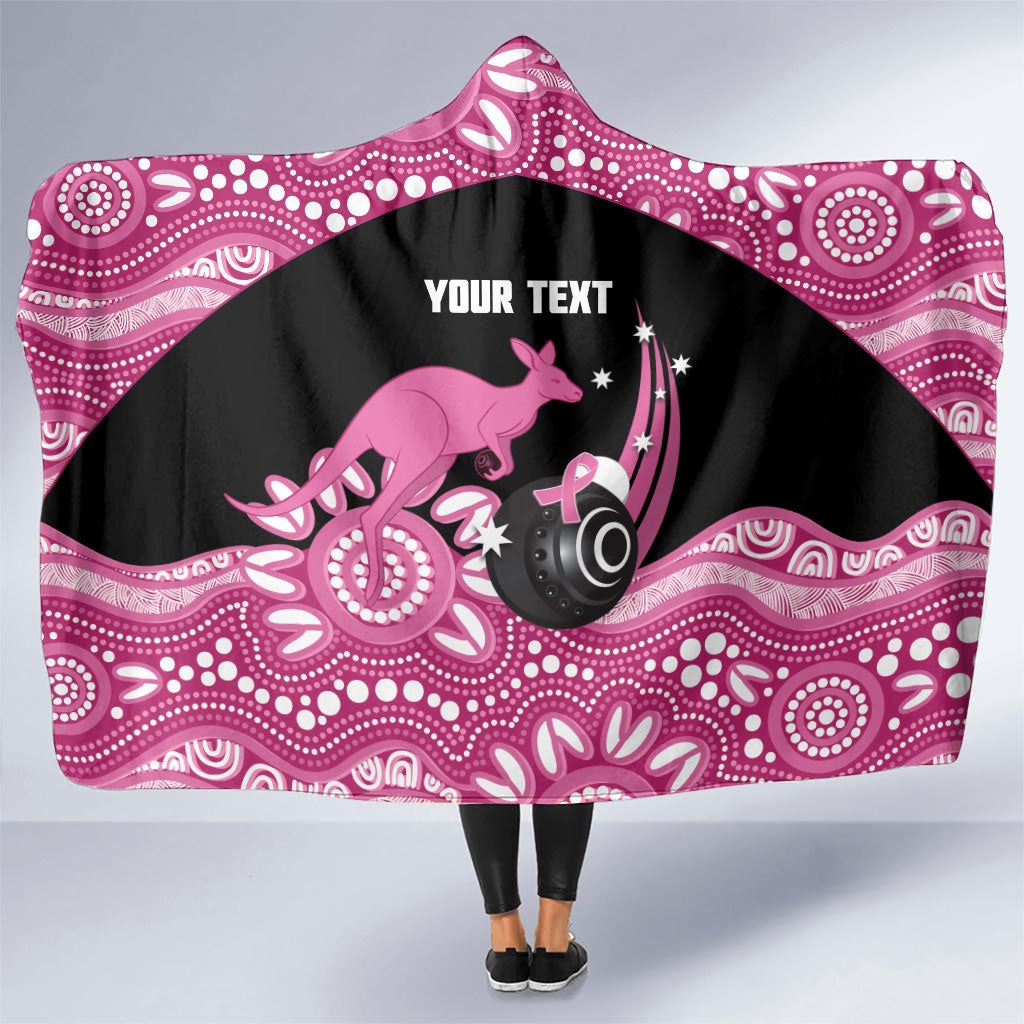 Bowls Australia Breast Cancer Custom Hooded Blanket Think Pink Aboriginal Art