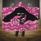 Bowls Australia Breast Cancer Custom Hooded Blanket Think Pink Aboriginal Art