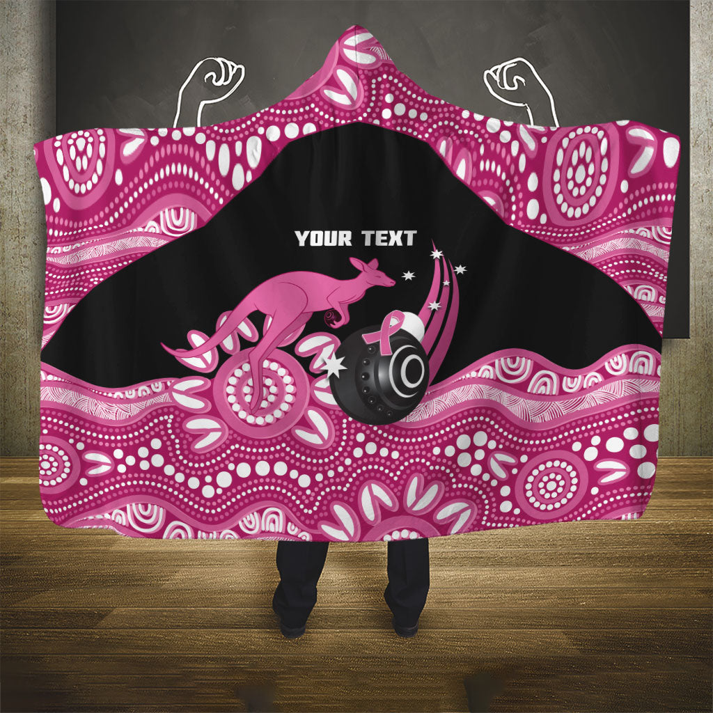 Bowls Australia Breast Cancer Custom Hooded Blanket Think Pink Aboriginal Art