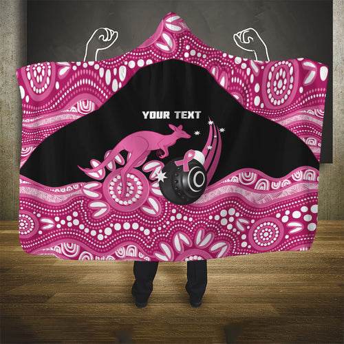 Bowls Australia Breast Cancer Custom Hooded Blanket Think Pink Aboriginal Art