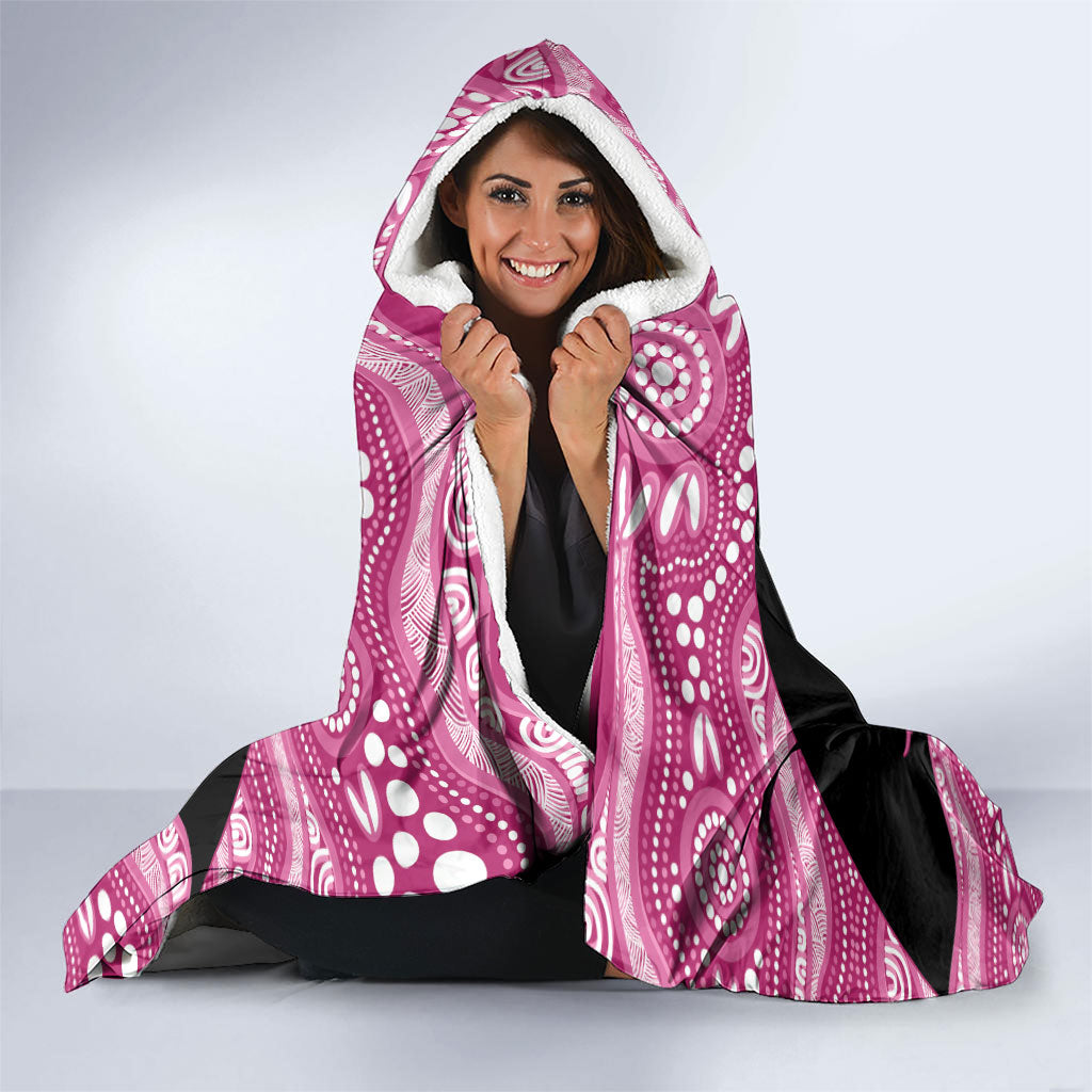 Bowls Australia Breast Cancer Custom Hooded Blanket Think Pink Aboriginal Art