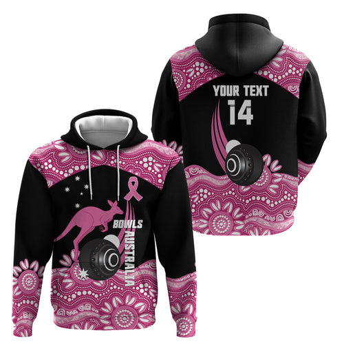 Bowls Australia Breast Cancer Custom Hoodie Think Pink Aboriginal Art