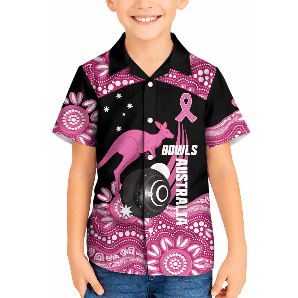 Bowls Australia Breast Cancer Custom Kid Hawaiian Shirt Think Pink Aboriginal Art