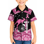 Bowls Australia Breast Cancer Custom Kid Hawaiian Shirt Think Pink Aboriginal Art