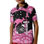 Bowls Australia Breast Cancer Custom Kid Polo Shirt Think Pink Aboriginal Art