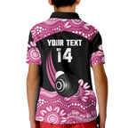 Bowls Australia Breast Cancer Custom Kid Polo Shirt Think Pink Aboriginal Art