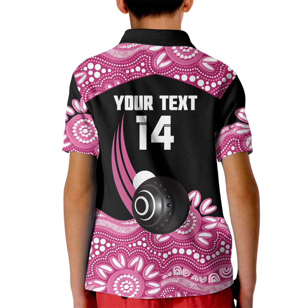 Bowls Australia Breast Cancer Custom Kid Polo Shirt Think Pink Aboriginal Art