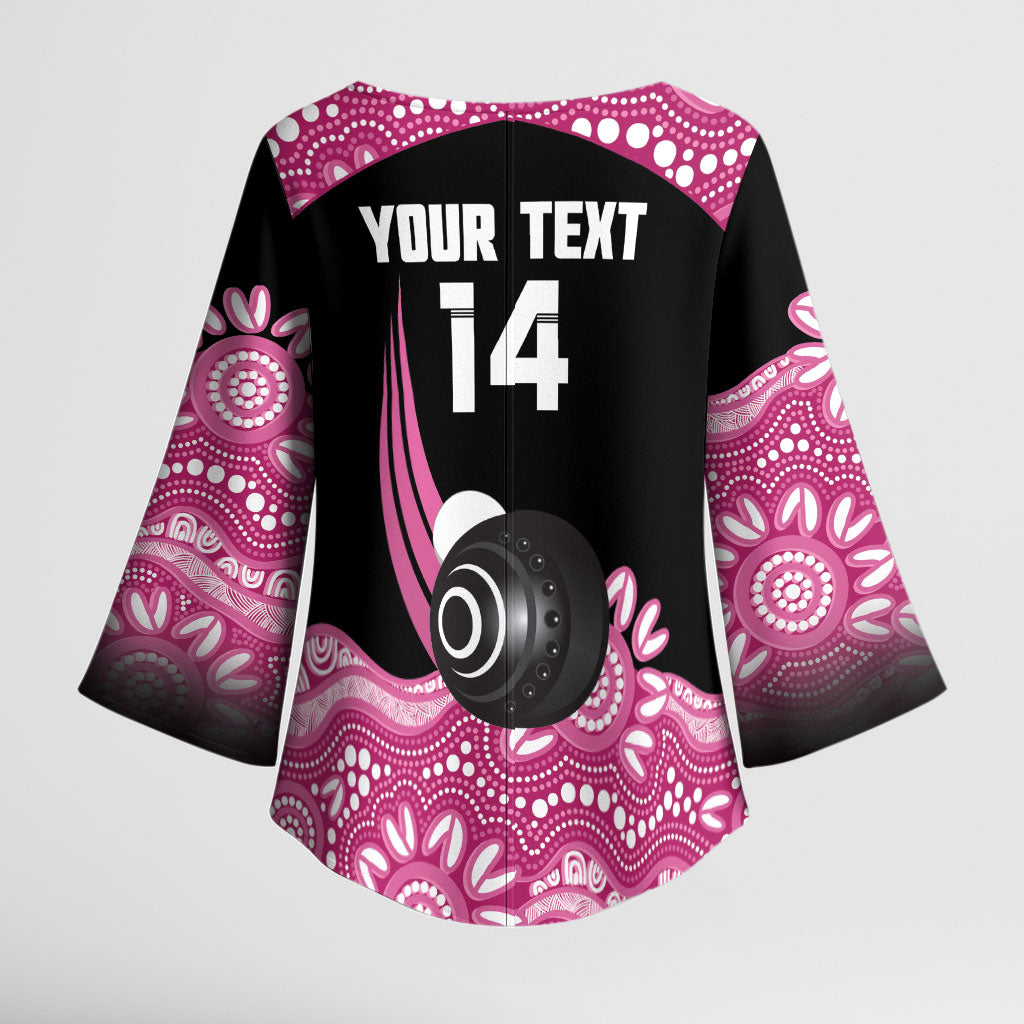 Bowls Australia Breast Cancer Custom Kimono Sleeve Blouse Think Pink Aboriginal Art