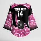 Bowls Australia Breast Cancer Custom Kimono Sleeve Blouse Think Pink Aboriginal Art