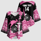 Bowls Australia Breast Cancer Custom Kimono Sleeve Blouse Think Pink Aboriginal Art