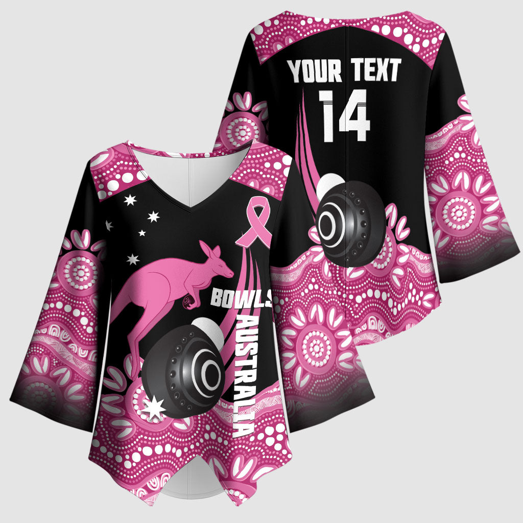 Bowls Australia Breast Cancer Custom Kimono Sleeve Blouse Think Pink Aboriginal Art