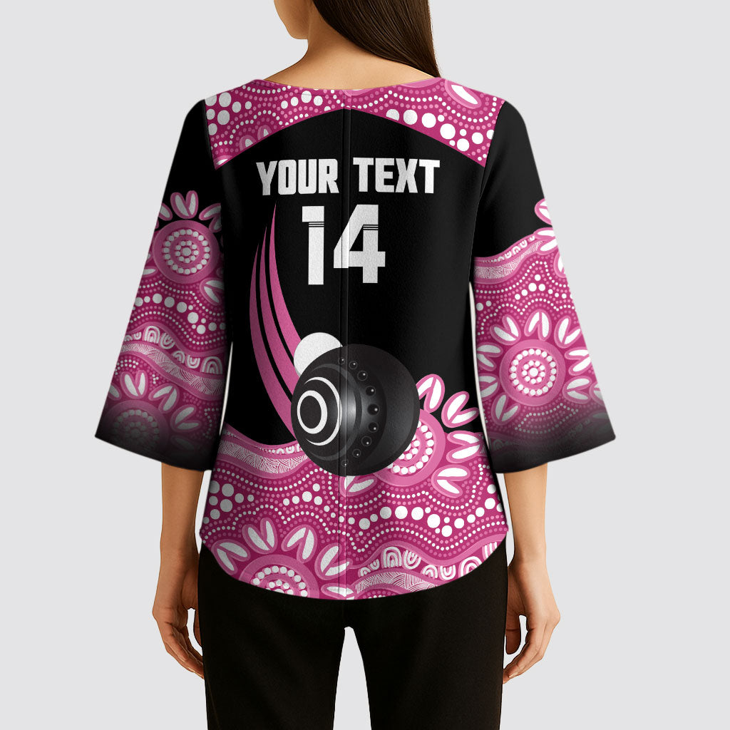 Bowls Australia Breast Cancer Custom Kimono Sleeve Blouse Think Pink Aboriginal Art