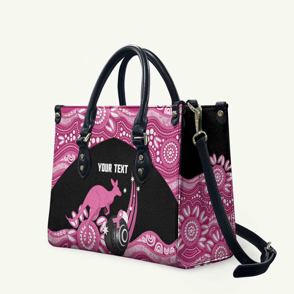 Bowls Australia Breast Cancer Custom Leather Bag Think Pink Aboriginal Art
