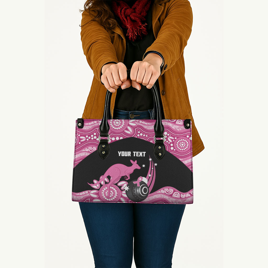 Bowls Australia Breast Cancer Custom Leather Bag Think Pink Aboriginal Art