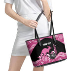 Bowls Australia Breast Cancer Custom Leather Tote Bag Think Pink Aboriginal Art