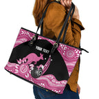 Bowls Australia Breast Cancer Custom Leather Tote Bag Think Pink Aboriginal Art