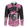 Bowls Australia Breast Cancer Custom Long Sleeve Button Shirt Think Pink Aboriginal Art