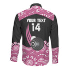 Bowls Australia Breast Cancer Custom Long Sleeve Button Shirt Think Pink Aboriginal Art