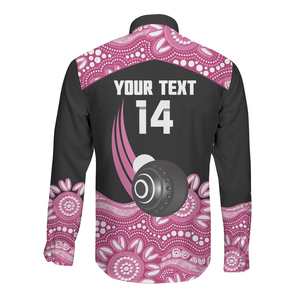 Bowls Australia Breast Cancer Custom Long Sleeve Button Shirt Think Pink Aboriginal Art