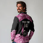 Bowls Australia Breast Cancer Custom Long Sleeve Polo Shirt Think Pink Aboriginal Art