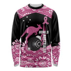 Bowls Australia Breast Cancer Custom Long Sleeve Shirt Think Pink Aboriginal Art