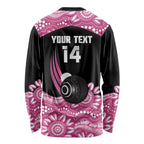 Bowls Australia Breast Cancer Custom Long Sleeve Shirt Think Pink Aboriginal Art