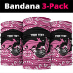 Bowls Australia Breast Cancer Custom Neck Gaiter Think Pink Aboriginal Art